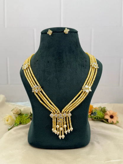 Luxurious Kundan Beads Layer Necklace Set 630 - Mahilas
