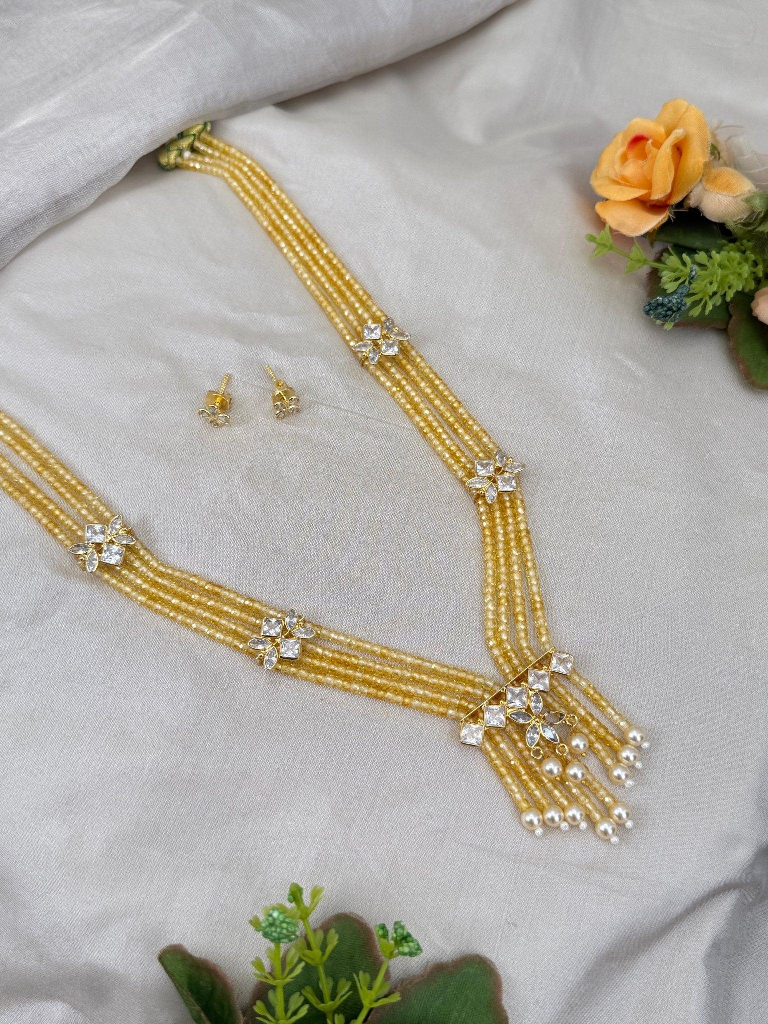 Luxurious Kundan Beads Layer Necklace Set 630 - Mahilas