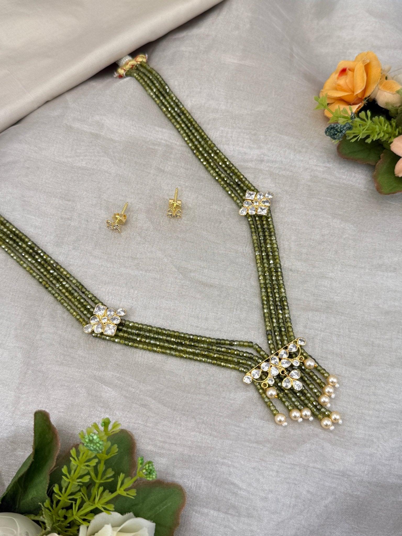 Luxurious Kundan Beads Layer Necklace Set 632 - Mahilas