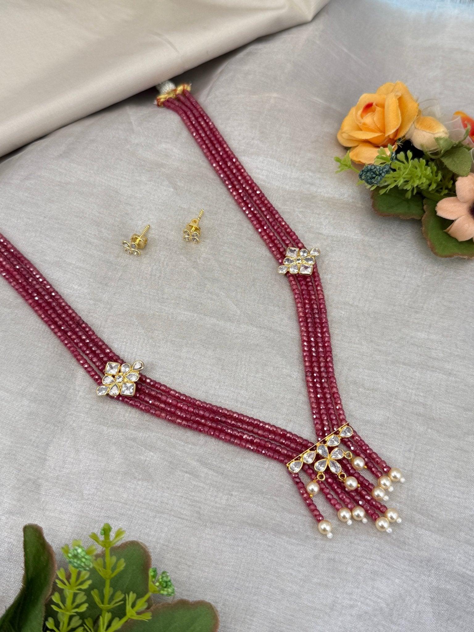 Luxurious Kundan Beads Layer Necklace Set 633 - Mahilas