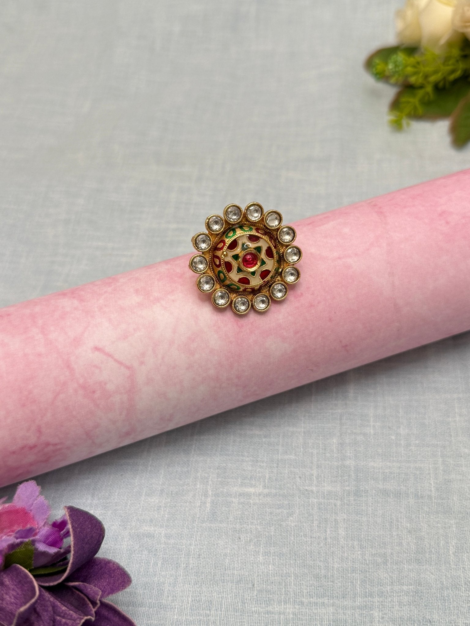 Luxurious Kundan Finger Ring 200 - Mahilas