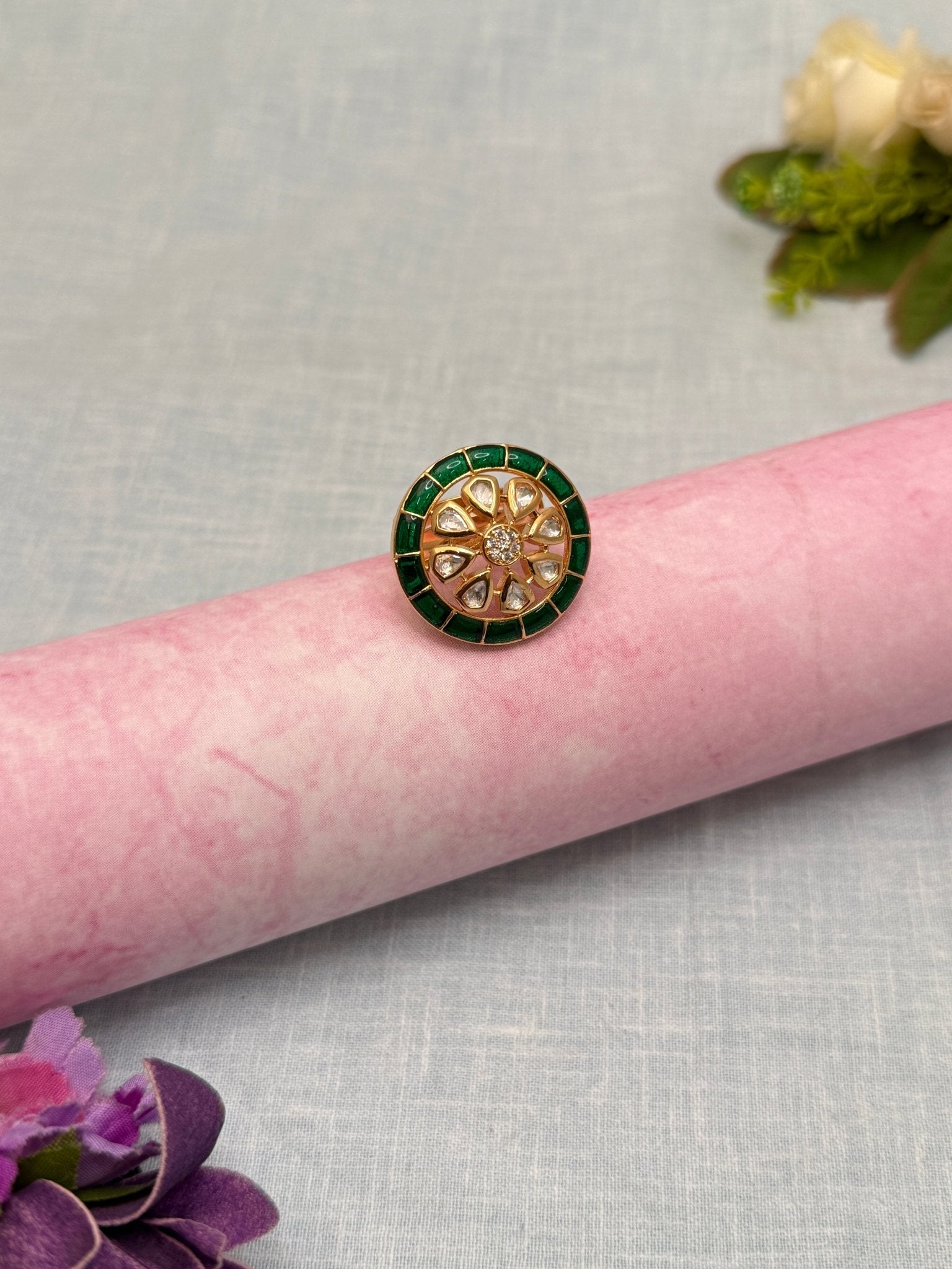 Luxurious Kundan Finger Ring 203 - Mahilas