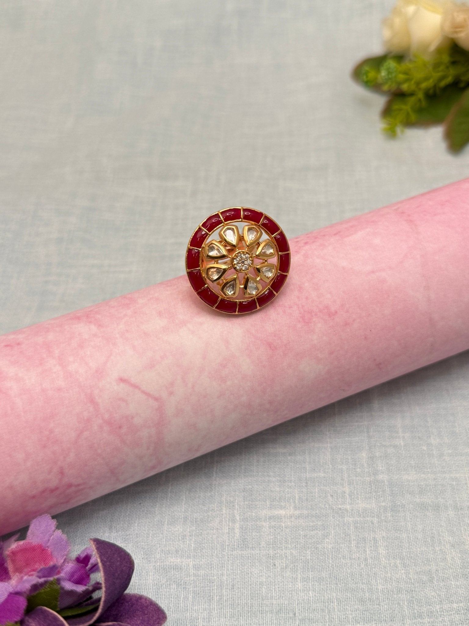 Luxurious Kundan Finger Ring 207 - Mahilas