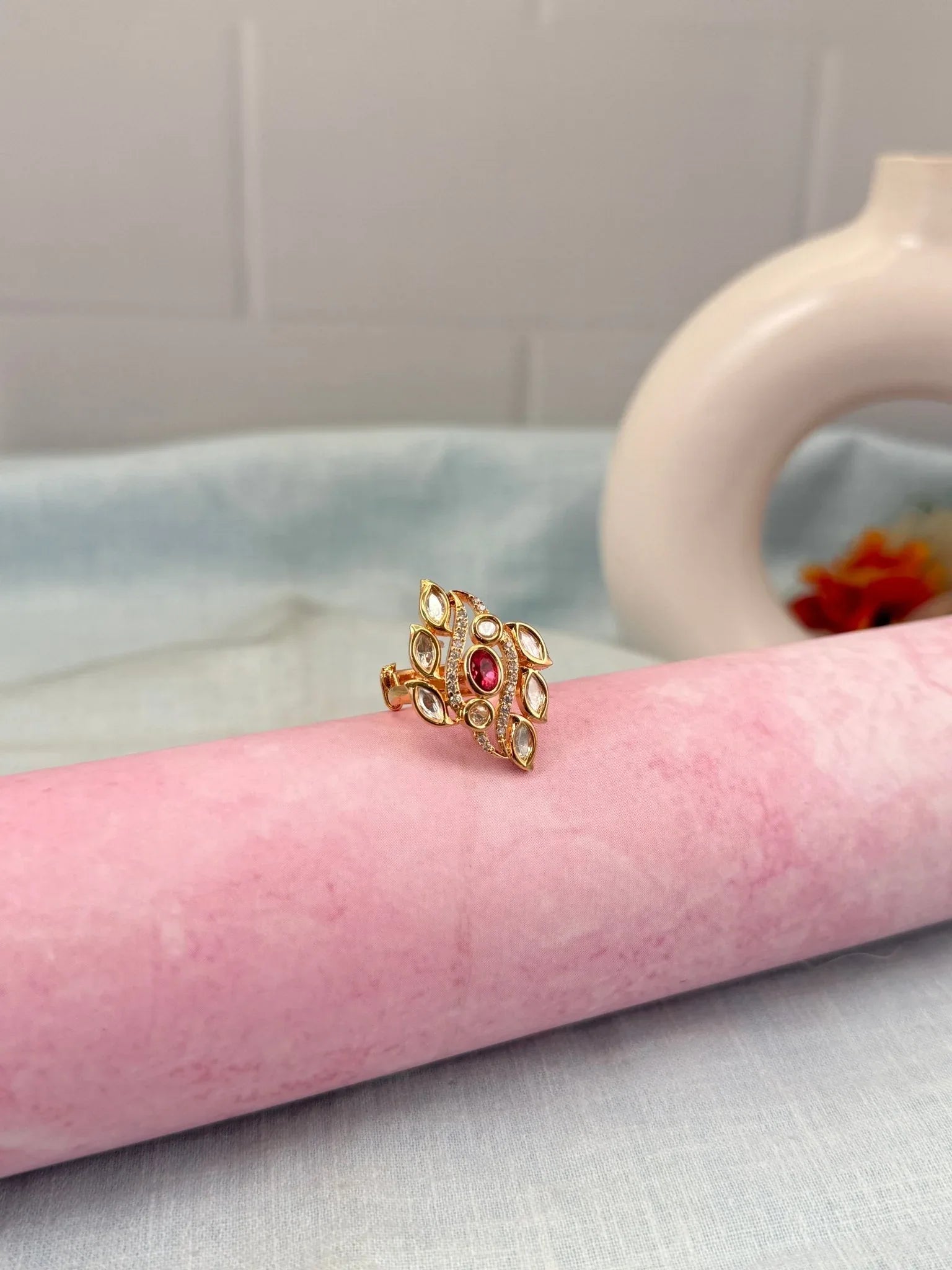 Luxurious Kundan Finger Ring 239 - Mahilas
