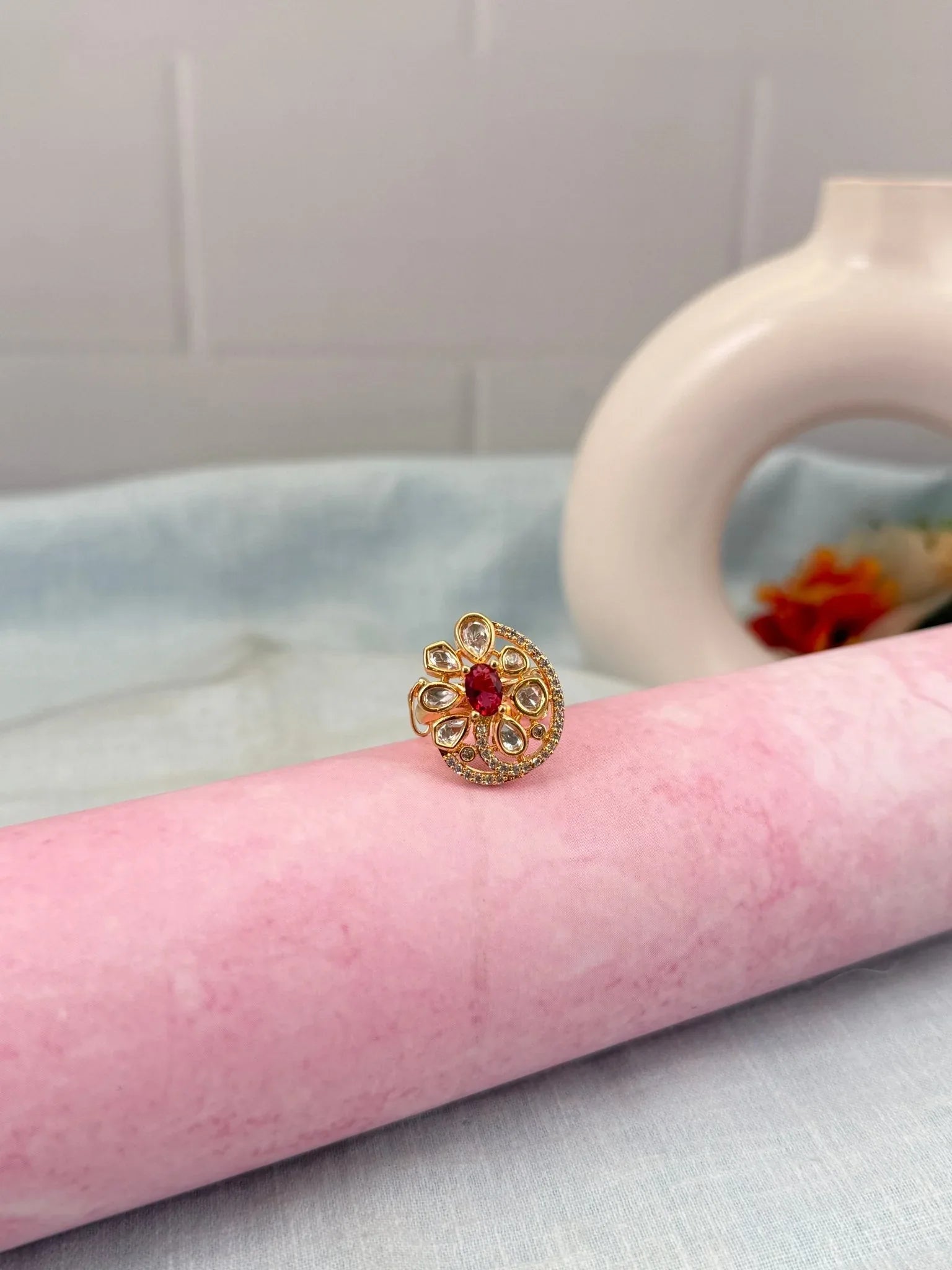 Luxurious Kundan Finger Ring 242 - Mahilas