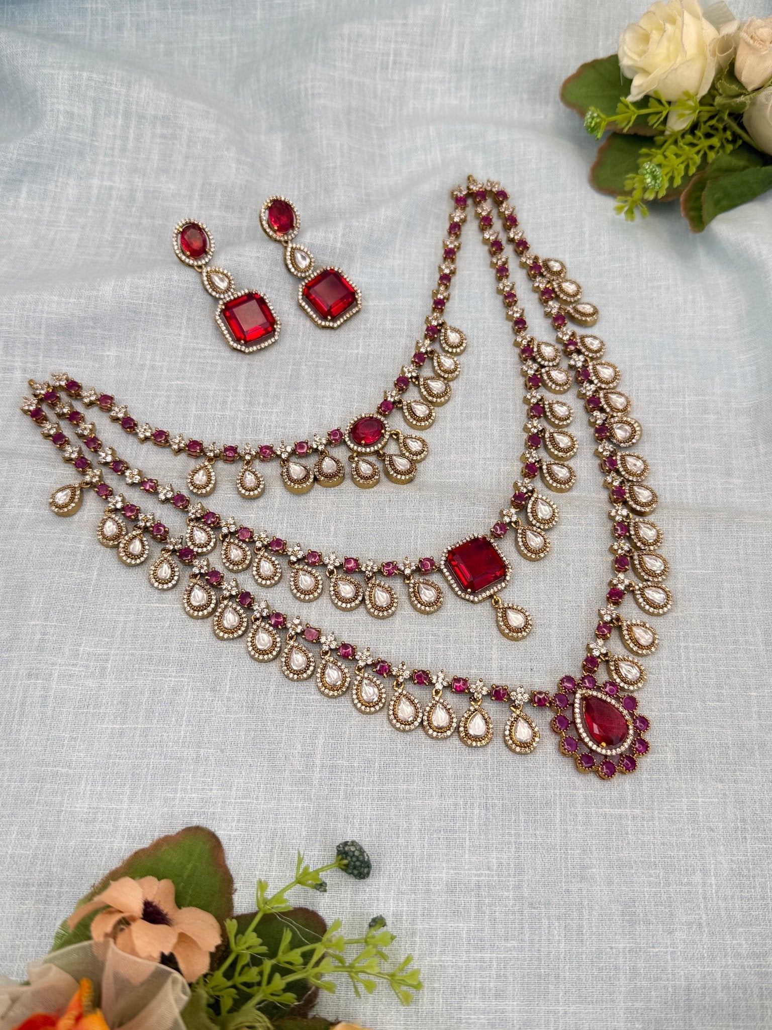 Luxurious Kundan Layer Necklace Set 704 - Mahilas