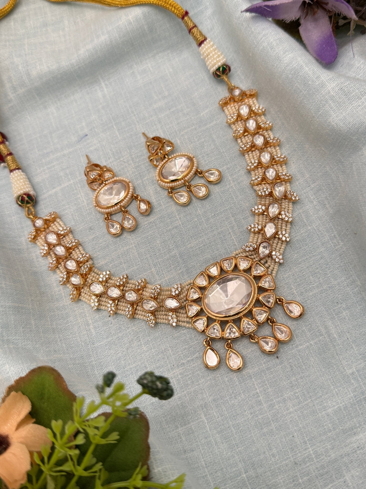 Luxurious Kundan Necklace Set 443 - Mahilas