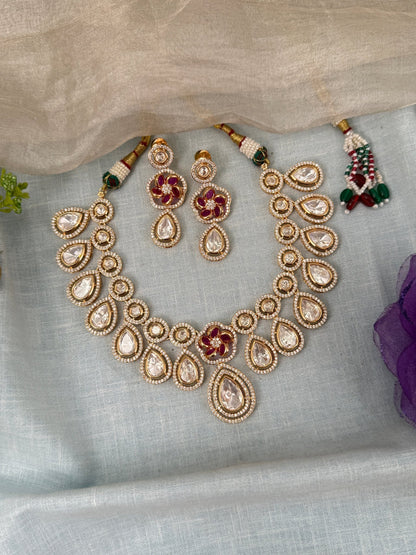 Luxurious Kundan Short Necklace Set 0714 - Mahilas