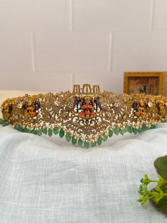 Luxurious Lakshmi White Stone Vaddanam Kamarbandh 7115 - Mahilas