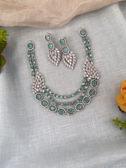 Luxurious Layer Stone Short Necklace Set 608 - Mahilas