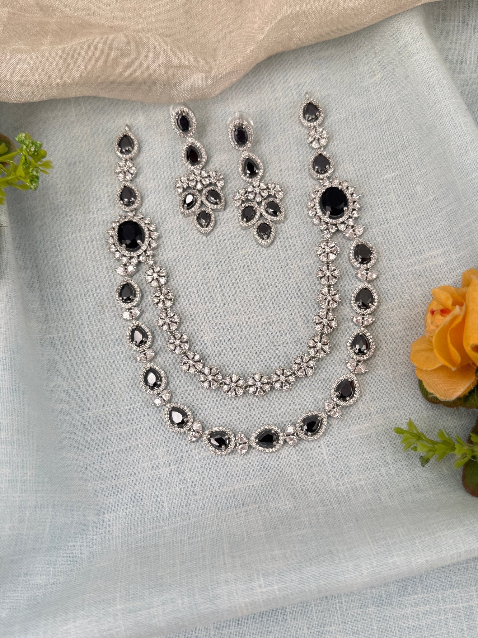 Luxurious Layer Stone Short Necklace Set 612 - Mahilas