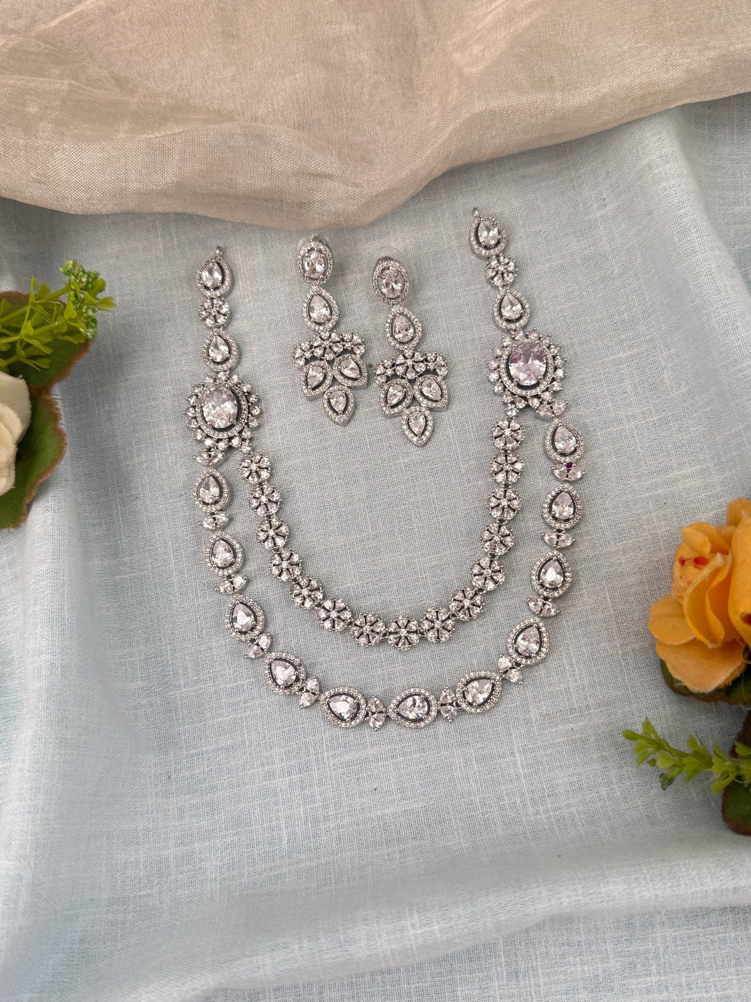 Luxurious Layer Stone Short Necklace Set 614 - Mahilas