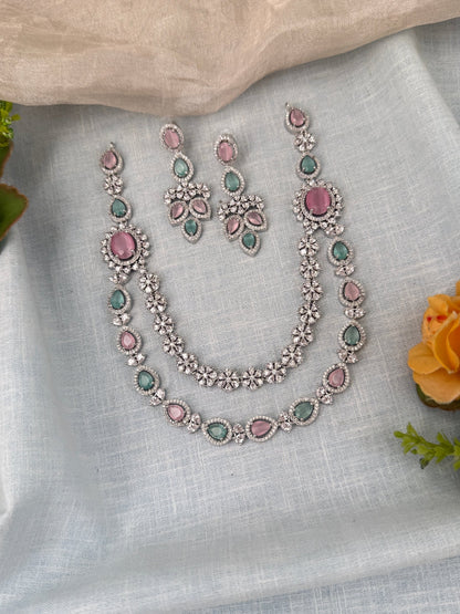 Luxurious Layer Stone Short Necklace Set 618 - Mahilas