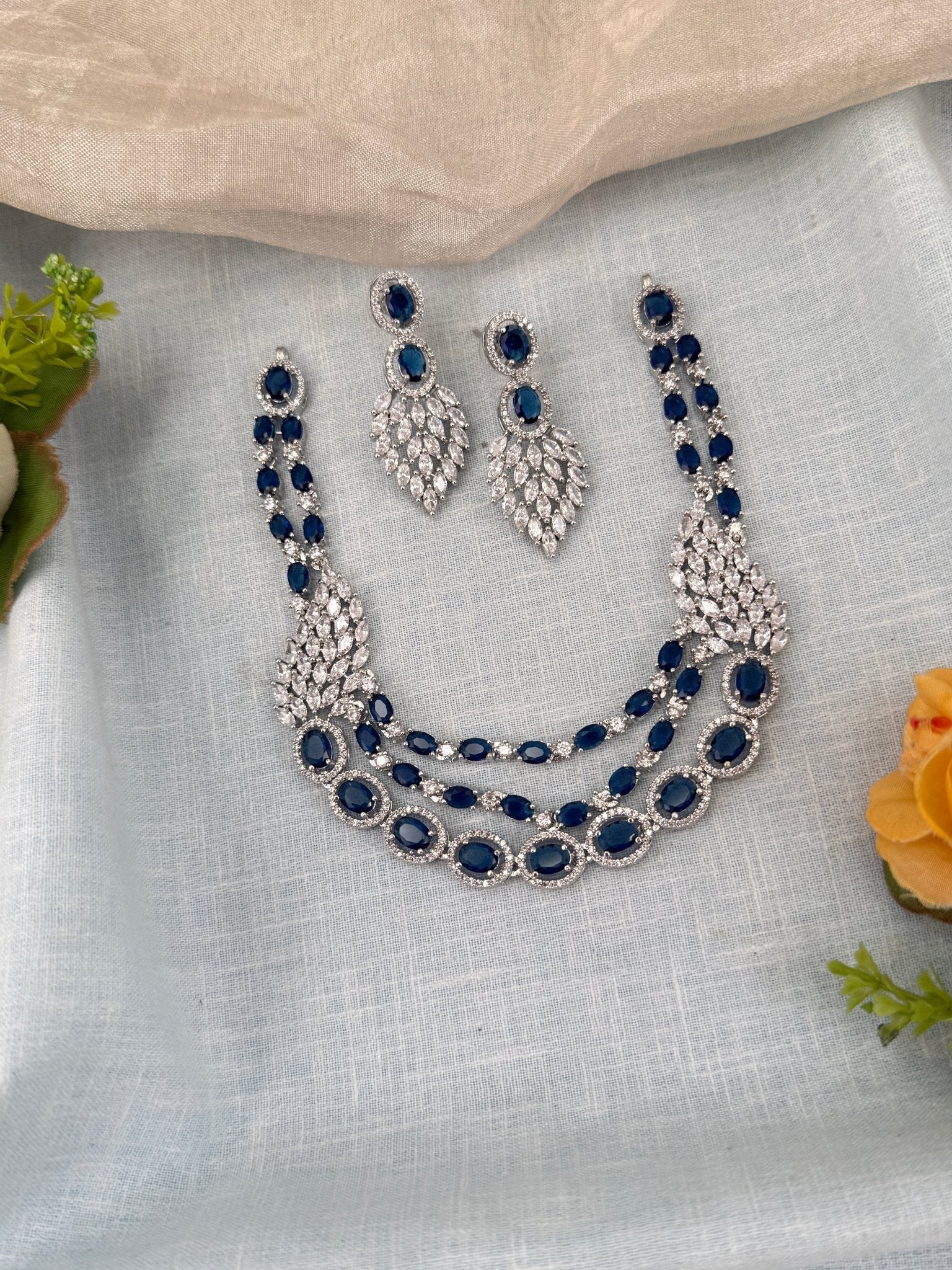 Luxurious Layer Stone Short Necklace Set 619 - Mahilas