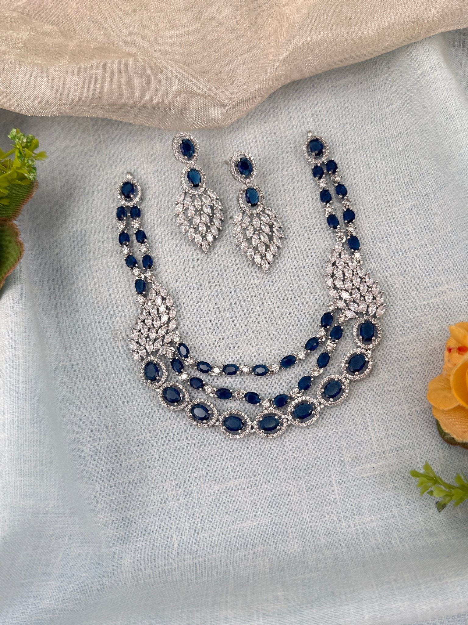 Luxurious Layer Stone Short Necklace Set 619 - Mahilas