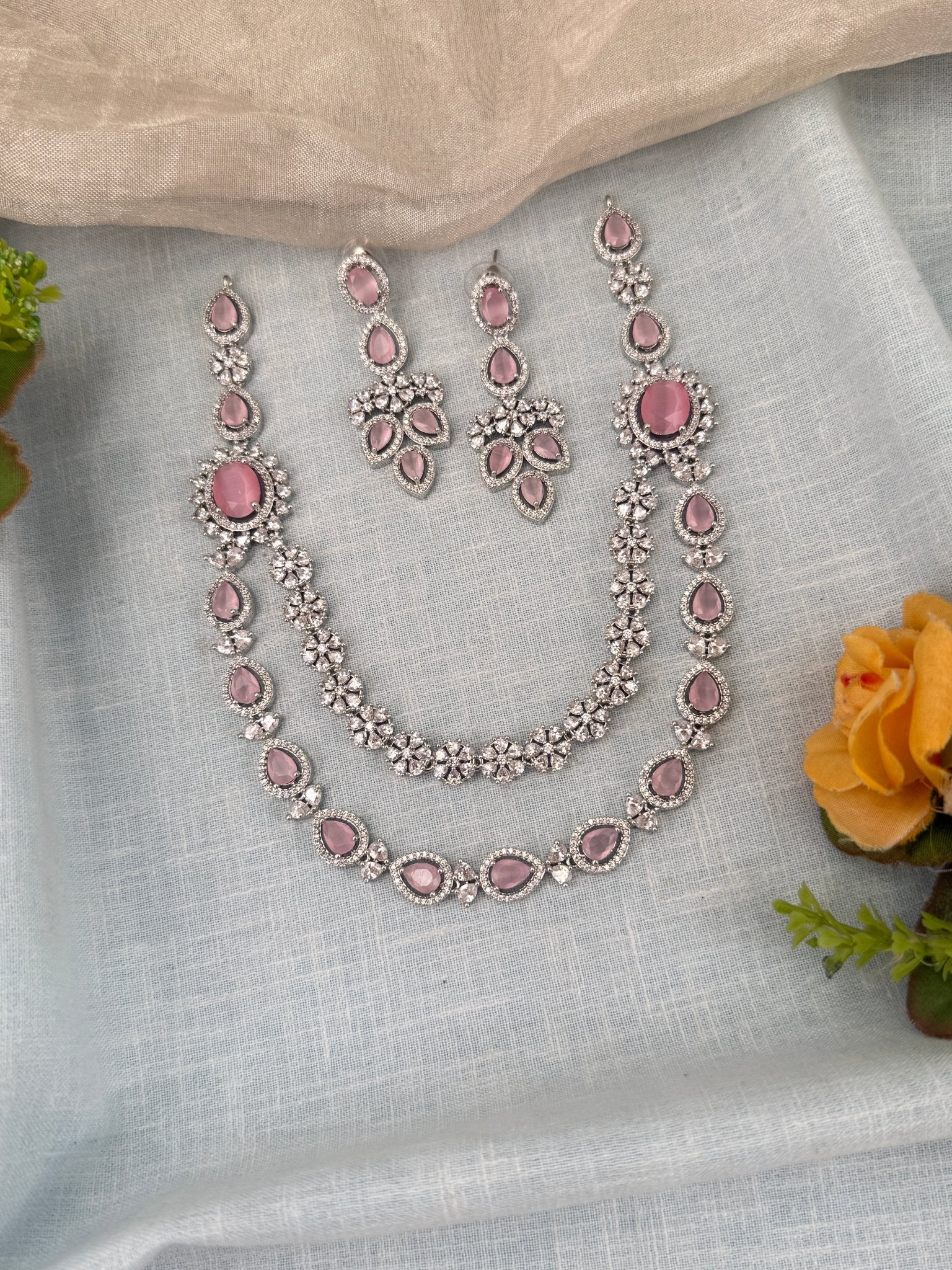 Luxurious Layer Stone Short Necklace Set 620 - Mahilas