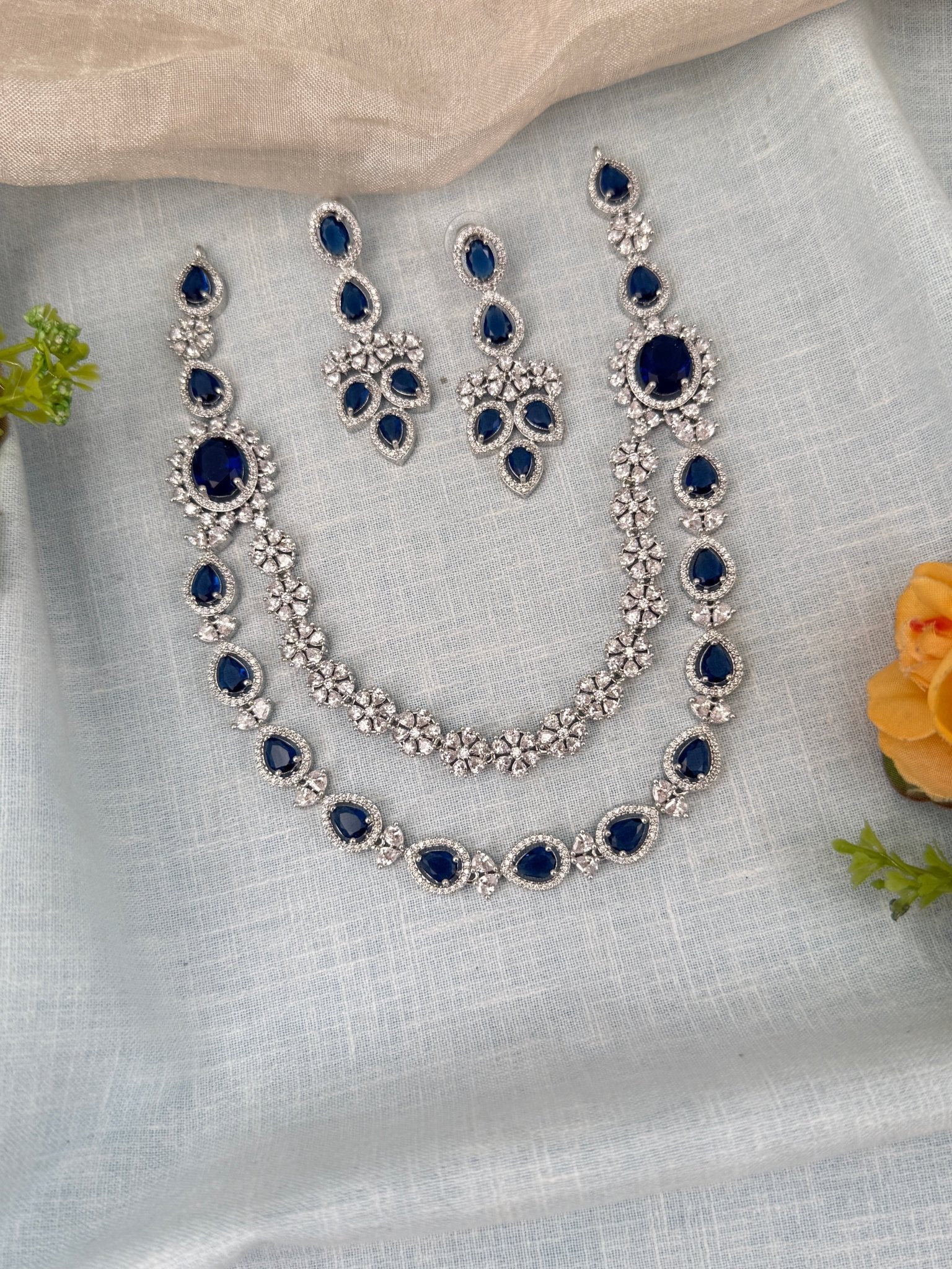 Luxurious Layer Stone Short Necklace Set 621 - Mahilas