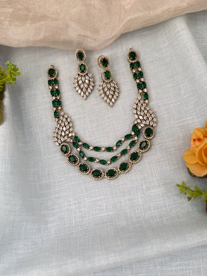 Luxurious Layer Stone Short Necklace Set 622 - Mahilas