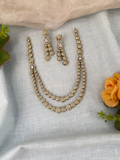 Luxurious Layer Victorian Stone Short Necklace Set 626 - Mahilas