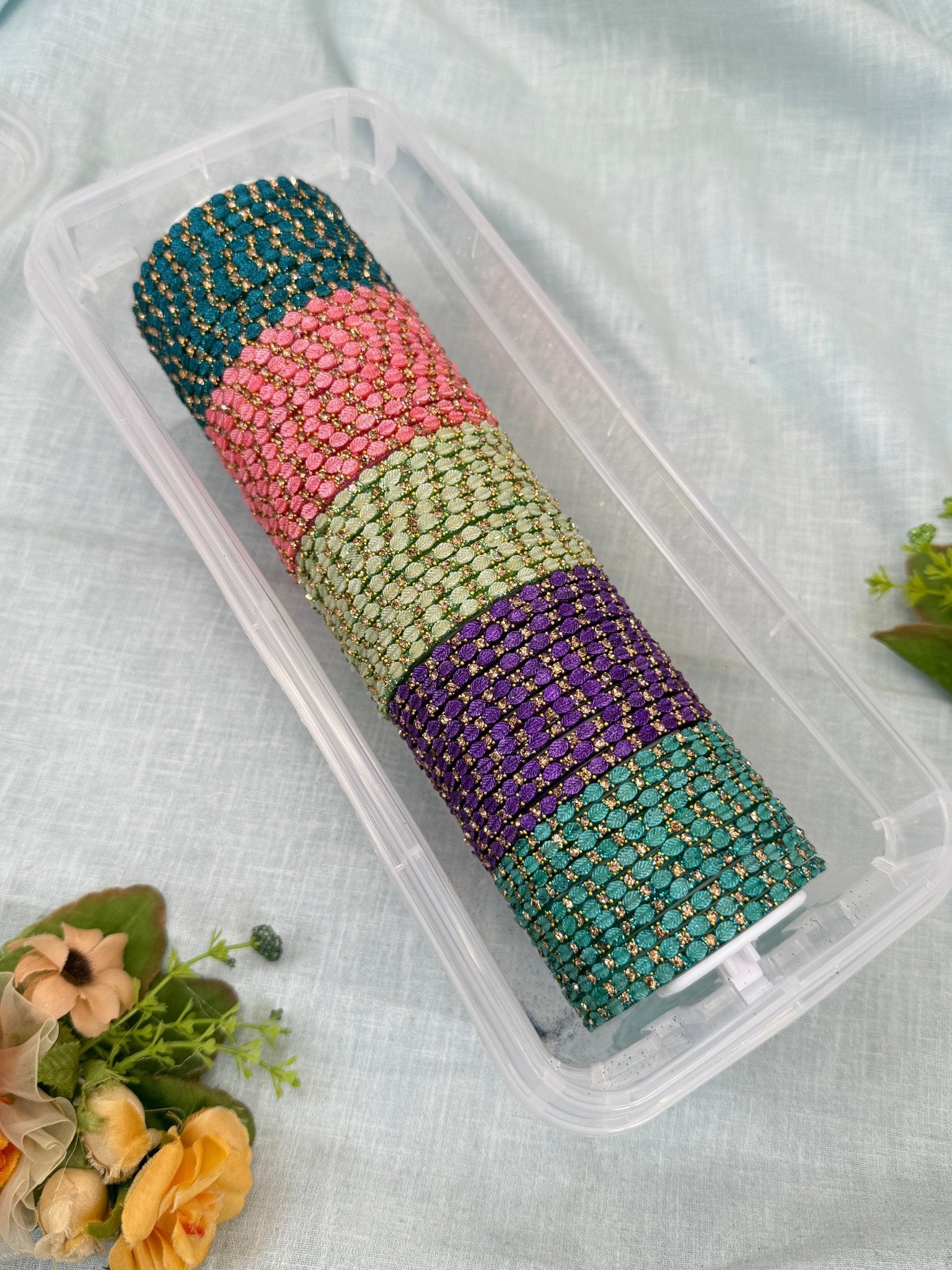 Luxurious Leaf Design Glass Bangle Box - 3455 - Mahilas