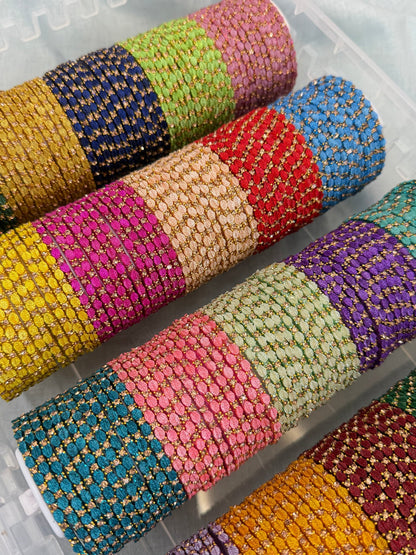 Luxurious Leaf Design Glass Bangle Full Box - 3452 - Mahilas