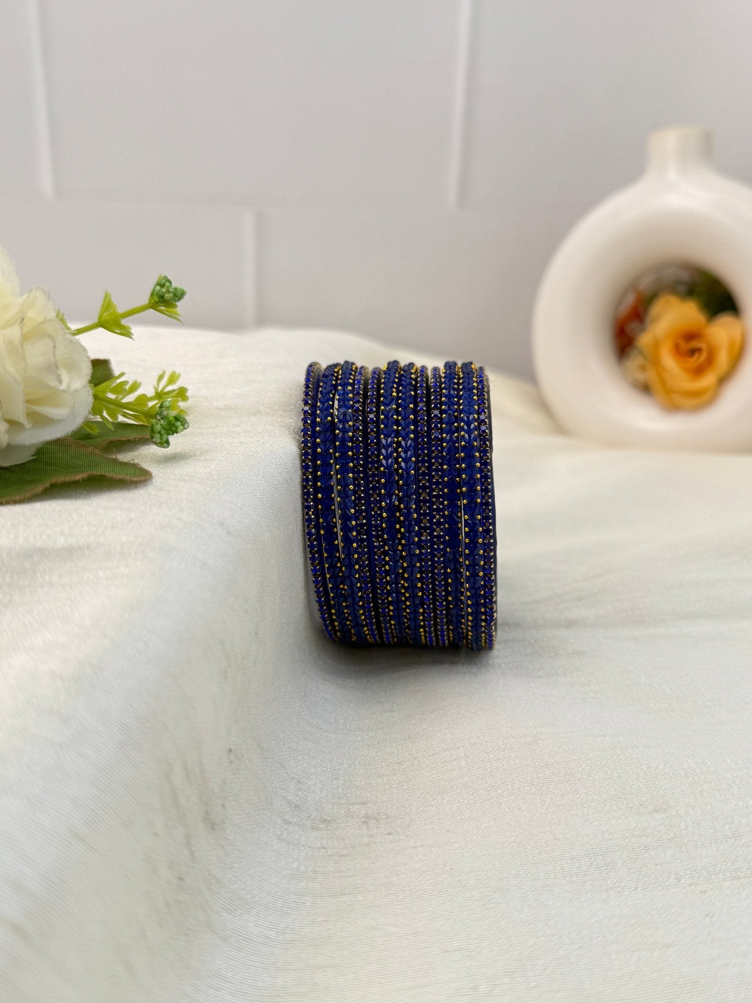 Luxurious Matching Glass Bangle Set Brick Design 20 Colors - 5245 - Mahilas