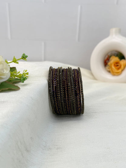 Luxurious Matching Glass Bangle Set Brick Design 20 Colors - 5245 - Mahilas