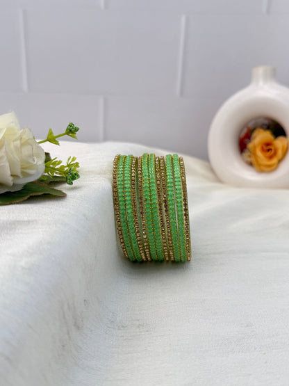 Luxurious Matching Glass Bangle Set Brick Design 20 Colors - 5245 - Mahilas