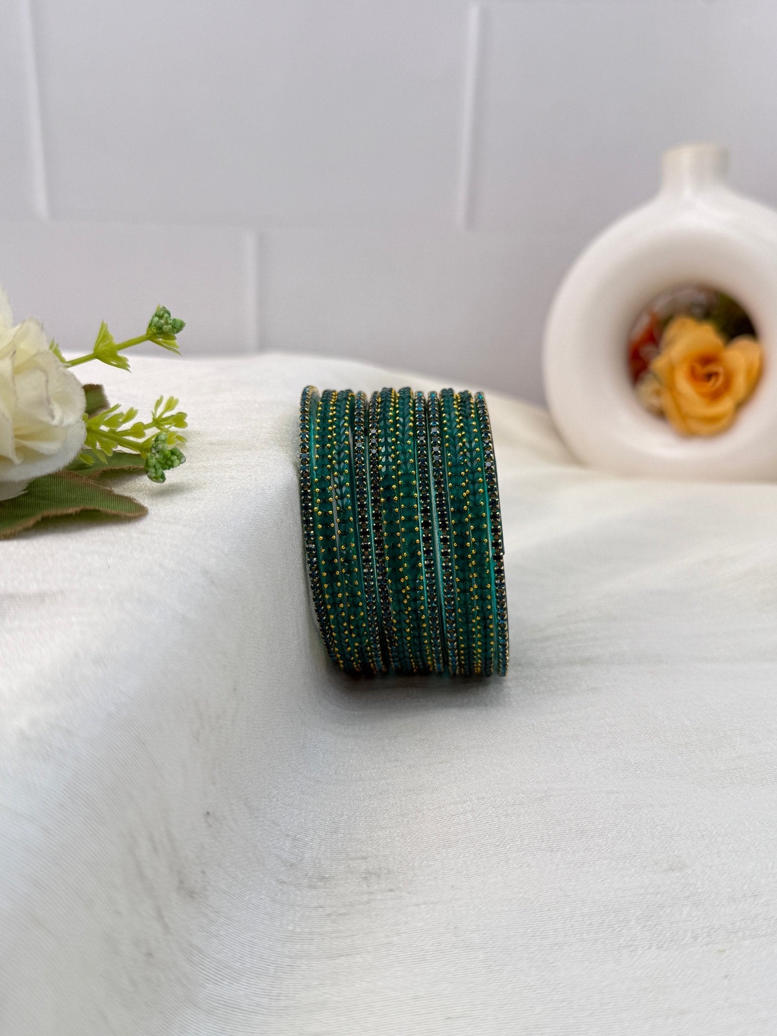 Luxurious Matching Glass Bangle Set Brick Design 20 Colors - 5245 - Mahilas