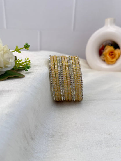 Luxurious Matching Glass Bangle Set Brick Design 20 Colors - 5245 - Mahilas