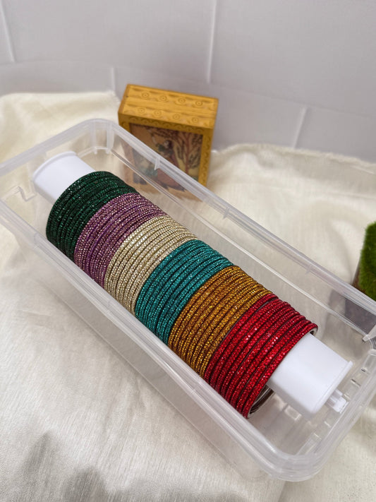 Luxurious Metal Bangles Set with Box 0045 (6 Colours) - Mahilas