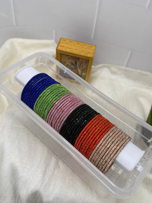 Luxurious Metal Bangles Set with Box 0046 (6 Colours) - Mahilas