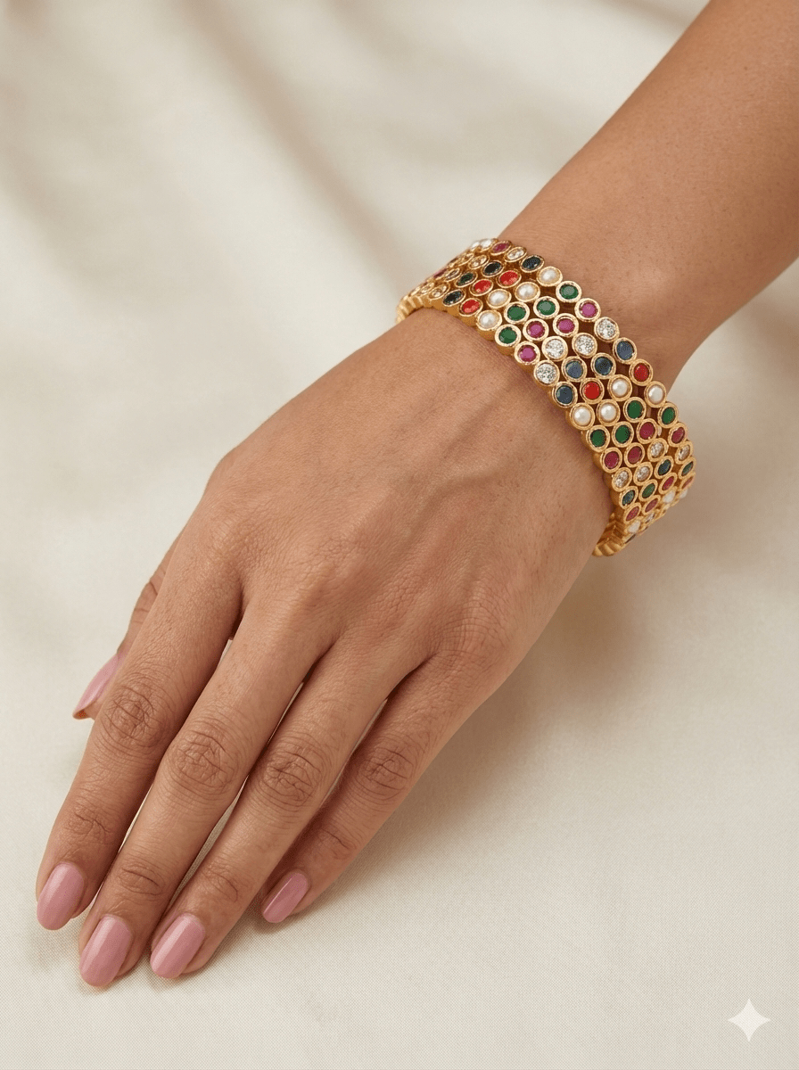 Luxurious Navaratna Stone Bangles 6949 - Mahilas