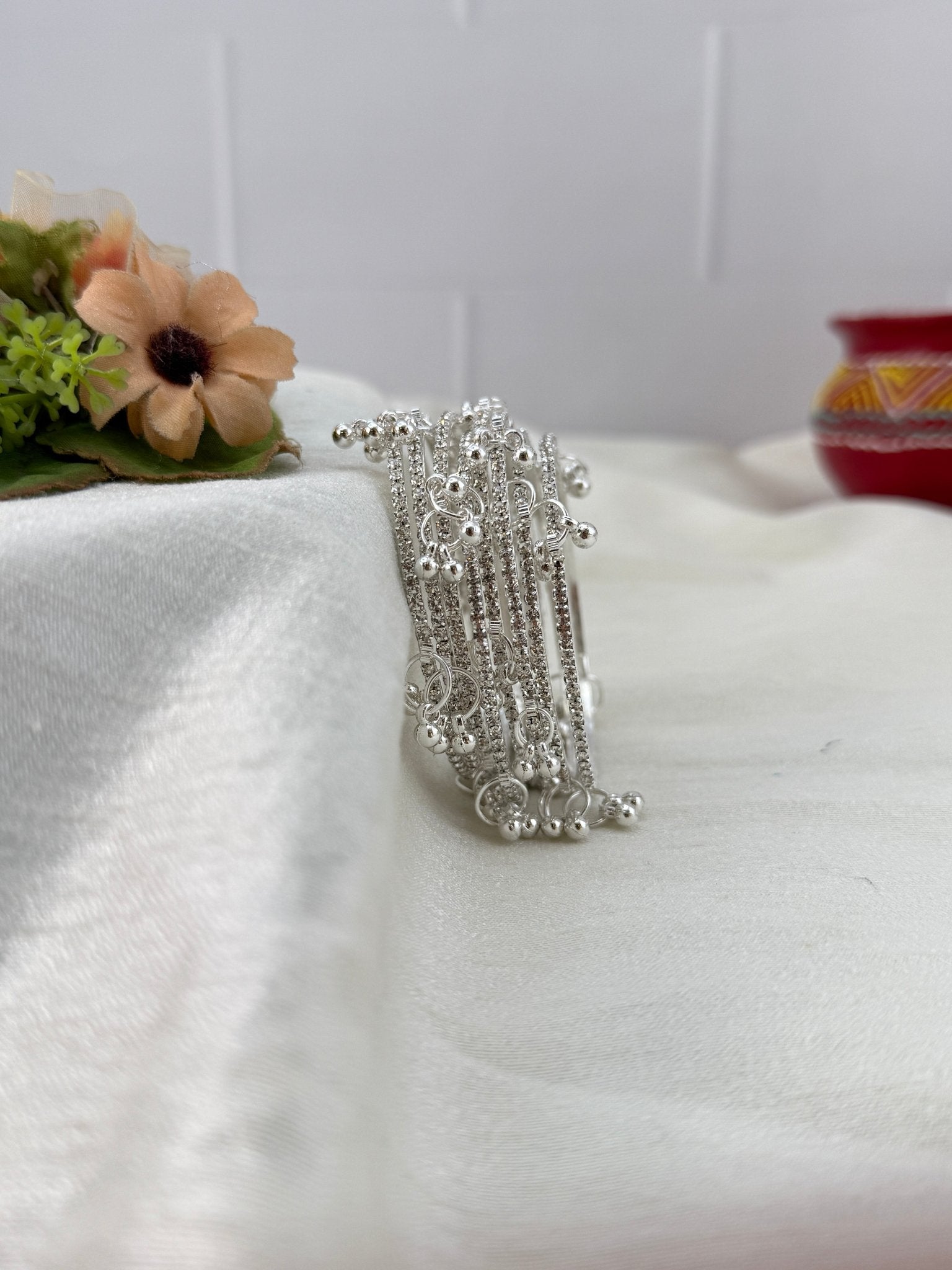 Luxurious New Bell Bangles in Silver Base 7181 Kashmiri Bangles - Mahilas