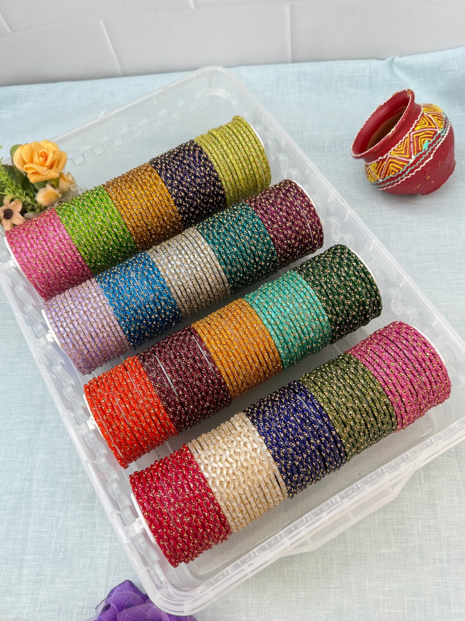 Luxurious New Silk Drop Glass Bangle Full Box - 3464 - Mahilas