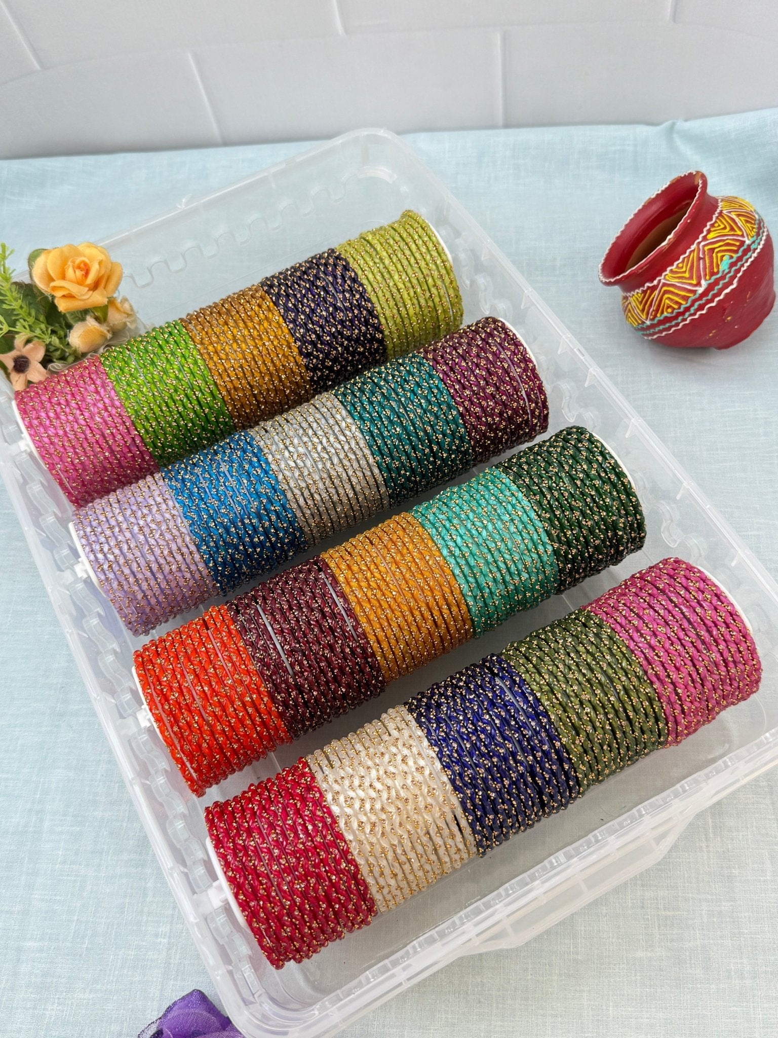 Luxurious New Silk Drop Glass Bangle Full Box - 3464 - Mahilas