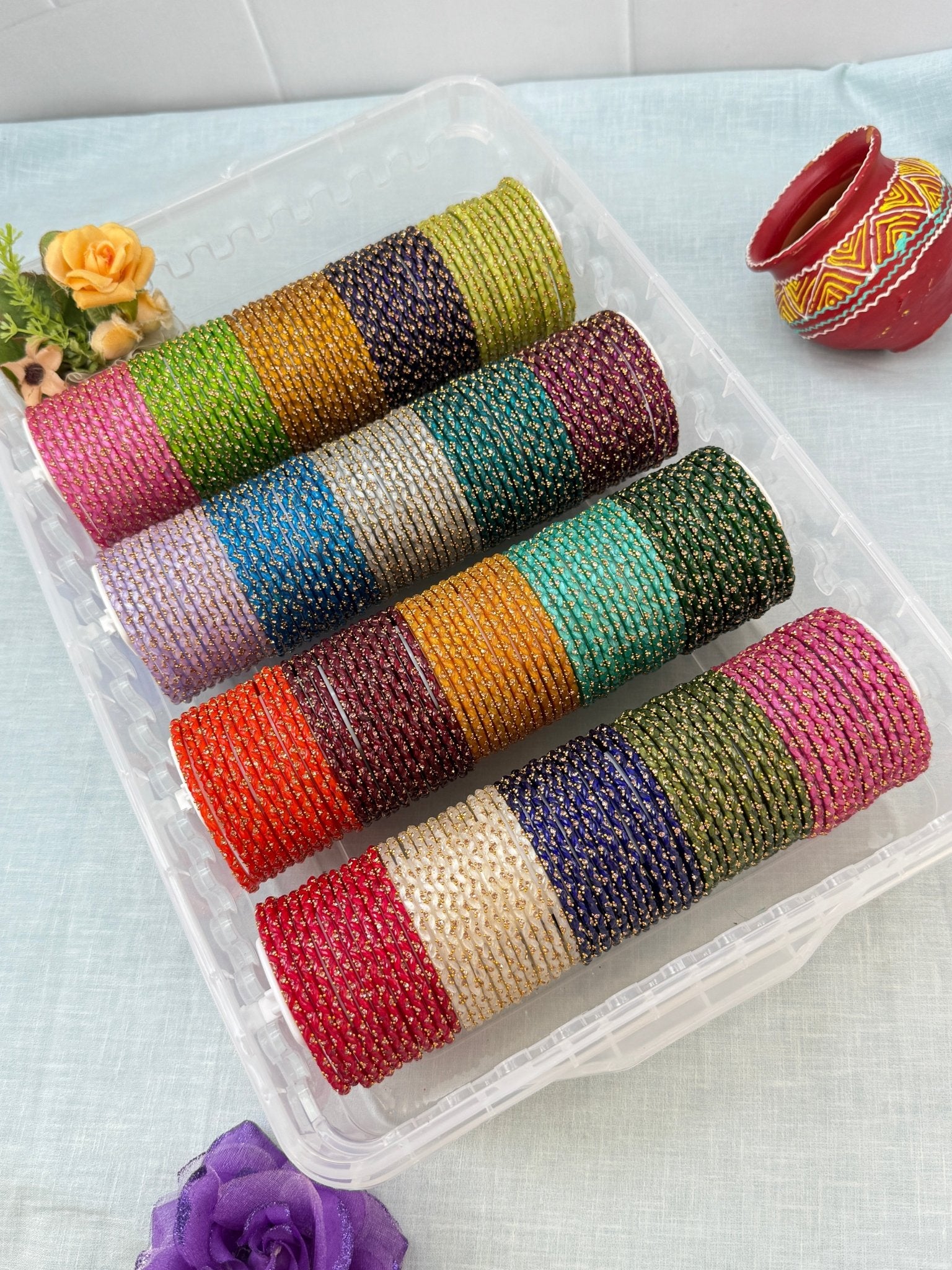 Luxurious New Silk Drop Glass Bangle Full Box - 3464 - Mahilas