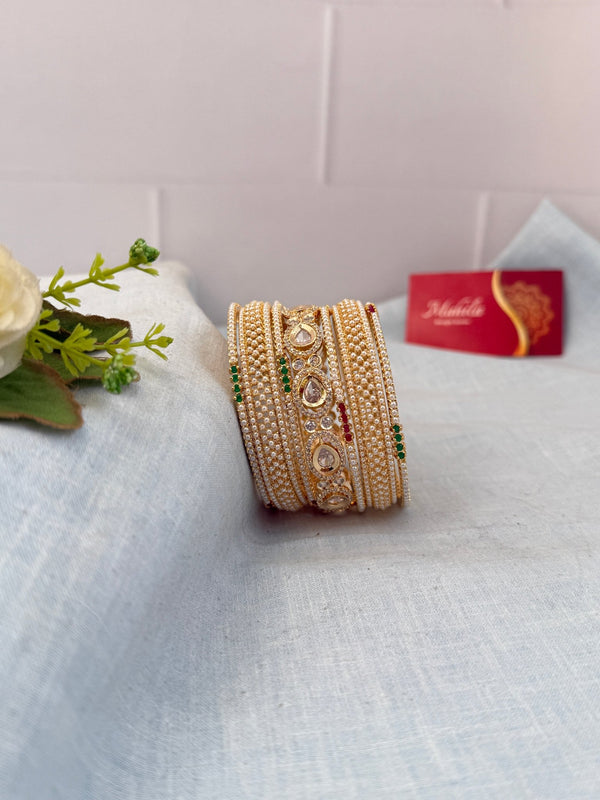 Luxurious Pearl & Kundan Bangle Set 5240
