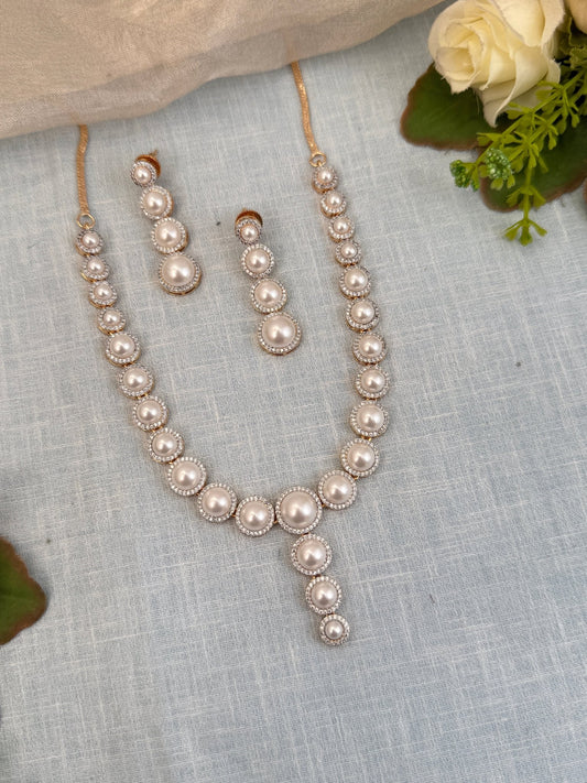 Luxurious Pearl Stone Short Necklace Set 509 - Mahilas