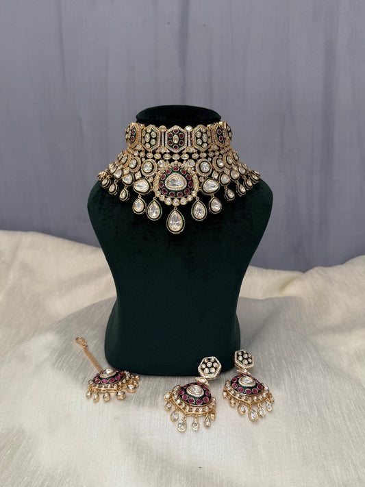 Luxurious Premium Kundan Bridal Choker Necklace 1091 - Mahilas