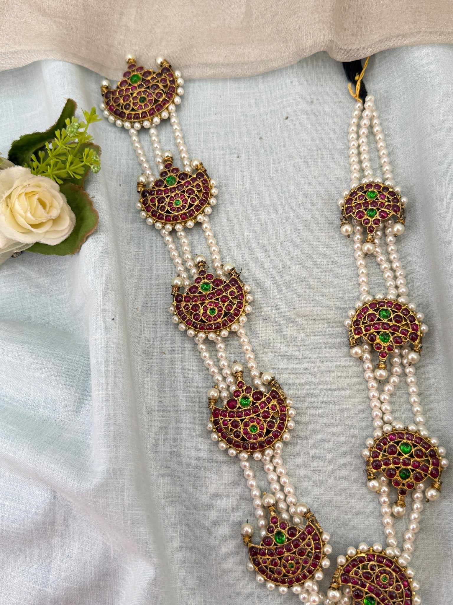Luxurious Pure Silver Temple Jade Bille Set 159 - Mahilas