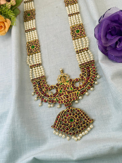 Luxurious Pure Silver Temple Long Haaram Set 108 - Mahilas