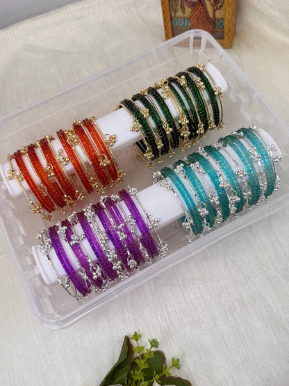 Luxurious Rain Drops & Bell Glass Bangle Box - 3458 - Mahilas