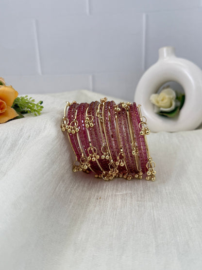 Luxurious Rain Drops & Bell Glass Bangles 16 Color Options - 3459 - Mahilas