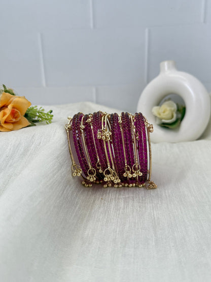 Luxurious Rain Drops & Bell Glass Bangles 16 Color Options - 3459 - Mahilas