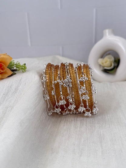 Luxurious Rain Drops & Bell Glass Bangles 16 Color Options - 3459 - Mahilas