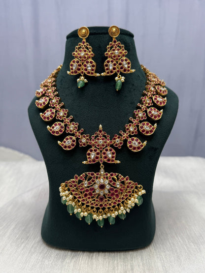 Luxurious Reversible Bridal Mango Jadau Kundan Short Necklace 325 - Mahilas