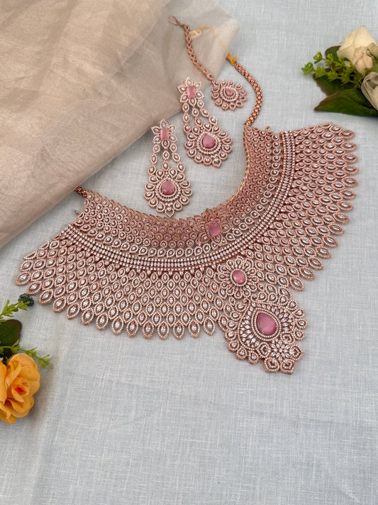 Luxurious Rose Gold Bridal Choker Necklace 692 - Mahilas