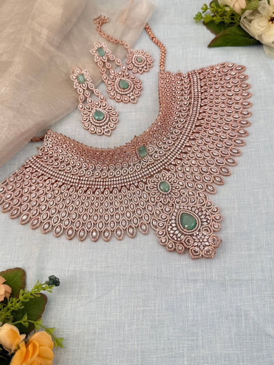 Luxurious Rose Gold Bridal Choker Necklace 697 - Mahilas
