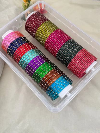 Luxurious Sqaure Cut & River Drop Kada Design Glass Bangle Box - 074 - Mahilas